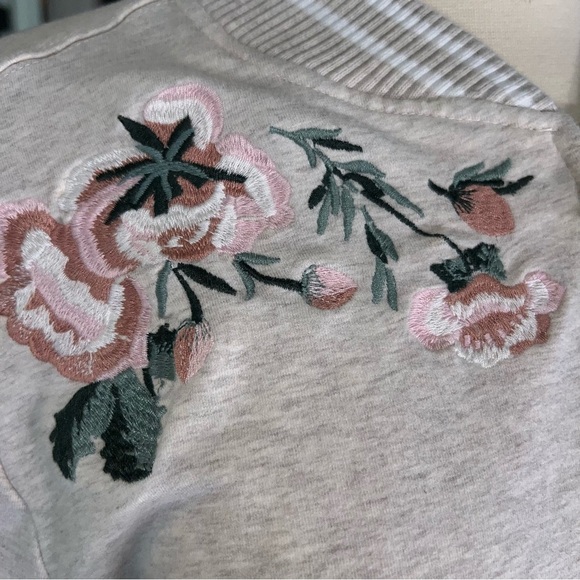 Life Worx Gloria Vanderbilt Floral Embroidered Cream Women's Bomber Jacket XL - Picture 5 of 10